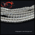 2 mm silver cup craw chains have side and back holes with cz gemstone